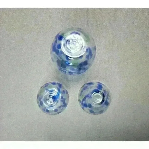 Vintage Tokkuri & Guinomi / Ochoko Sake Cups Murano Style Art Glass Hand Blown - Picture 4 of 5